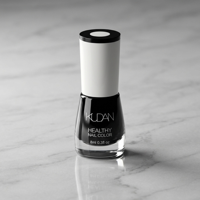 KUDAN Black Nail Polish - Healthy Long Lasting Varnish, 8ml
