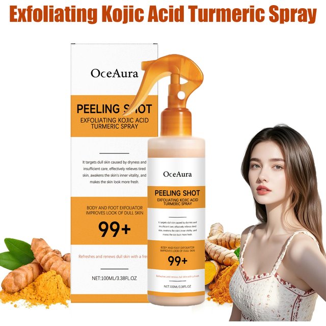 Body Keratin Care Kojic Acid Turmeric Spray Gently Exfoliating Peeling Solution Brightening Hydrating Skin Care All Skin Types
