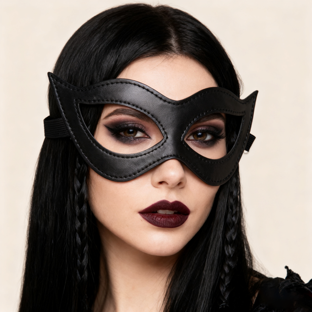 Goth PU Leather Costume Cosplay Half Face Mask Elastic Band Black Eye Mask Sexy Cosplay Masks Halloween Party Props