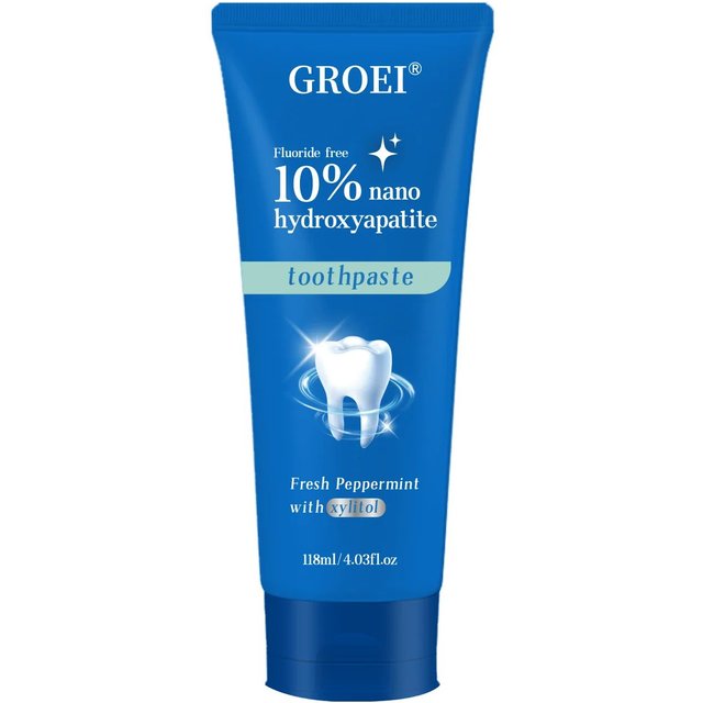 GROEI 10% Nano Hydroxyapatite Toothpaste 118ml - Fluoride Free, Enamel Repair, Fresh Mint, Anti-Cavity, Natural Whitening