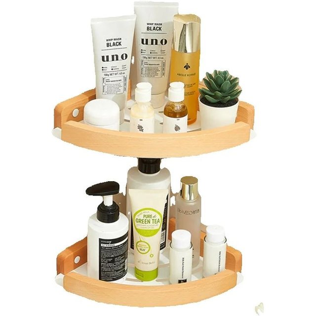 Wood Aluminum Aluminum Corner Shelf Shampoo Storage Shelf Shower Wall Rack Bathroom Organizer Corner Shelf Triangular storage