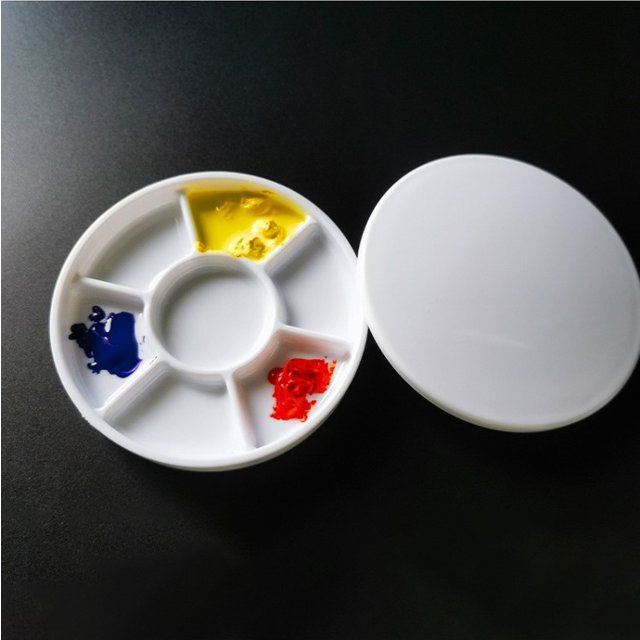 7-Grid Imitation Ceramic Uncovered or Covered Color-mixing Plate Nail Makeup Plate Art Painting Gypsum Doll Plastic Paint Plate