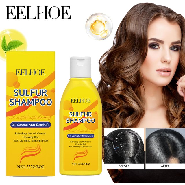 EELHOE Sulfur Shampoo Strengthen Roots Oil Control Fluffy Hair Moisturizing Mild Formula Itch Deeply Clean The Scalp 227g