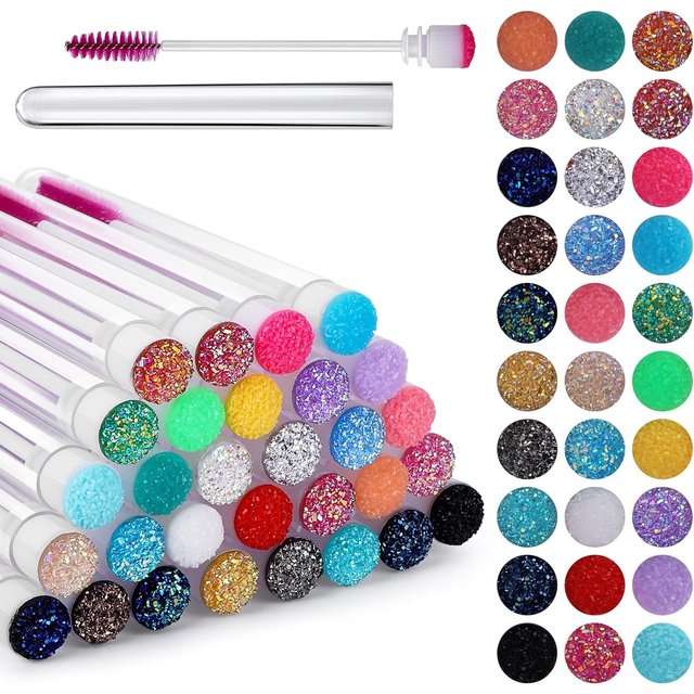 Baguettes de Mascara à cils réutilisables, 50 ensembles, avec Tube, brosse à bobine, dans un