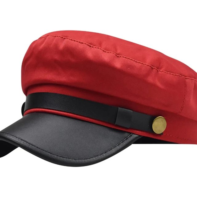 Unisex Leather Eaves Military Hats Flat Top Baseball Caps for women Outdoor Sports Cadet Sunscreen Hat Captain Cap Flat Top