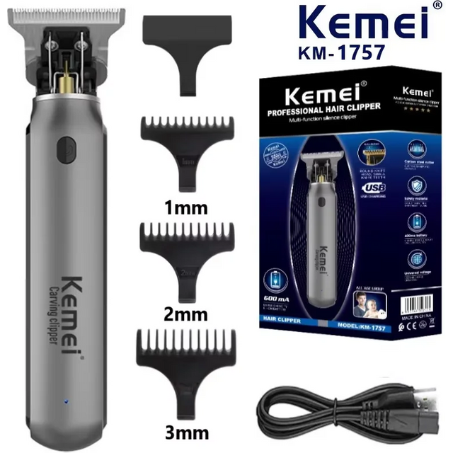 KEMEI Electric T9 Hair Clipper Men's Hair Cutting Machine Professional Engravable Trimmer Rechargeable Oil Head Trimmer KM-1757
