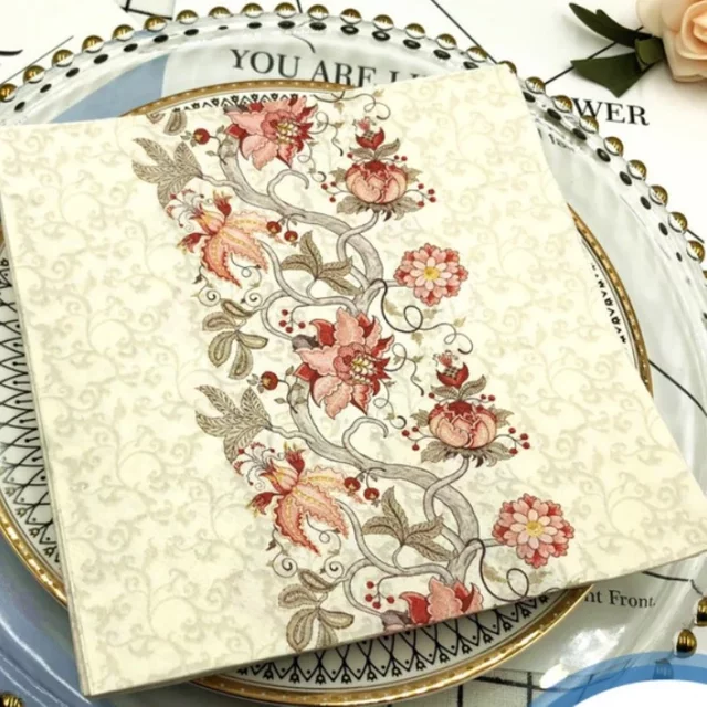 High-end New Colorful Printed Napkins Restaurant Cafe Square Virgin Paper Towels Folding Facial Tissue Mouth Cloth 20pcs/pac 33c