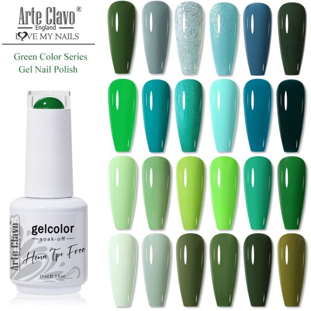 Arte Clavo 15ml Gel Nail Polish Green Series Professional Semi Permanent UV LED Hybrid Varnish Nail Art Design For Manicure Gel