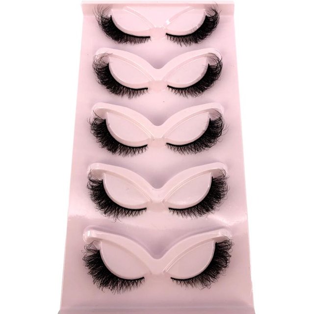 New Cat Eye Lashes 5 Pairs 3D Faux Mink Eyelashes Winged Fluffy Fake Lashes Soft Natural Long Full Strip Lash Make up