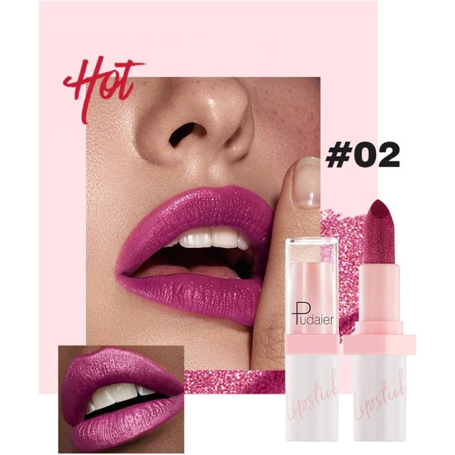 Shimmery Diamond Lipstick 10 Shades Waterproof Glittery Non Transfer Red Lip Tint Smooth Long Wear Pearly Lipstick