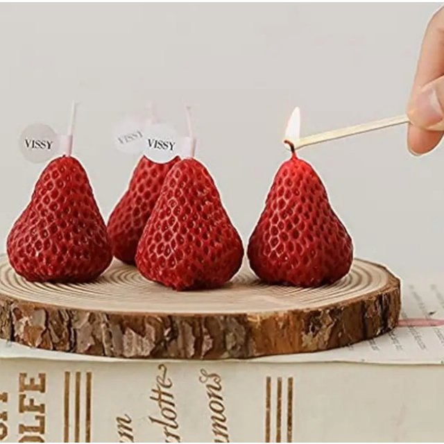 Bougies parfumées en forme de fraise, 15 pièces, arôme de fruits, cire de soja, bougies faites à la main, décoration de maison, saint-valentin, cadeaux d'anniversaire
