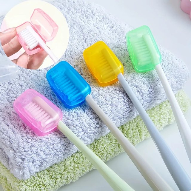 5PCS Travel Toothbrush Head Covers Toothbrush Protector Cap Brush Pod Case Protective Portable Plastic Clip For Household Travel