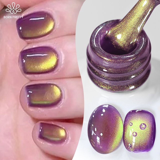 BORN PRETTY 10ml Fruit Green Purple Cat Magnetic Gel Nail Polish 2025 New Whitening Guava Grape Glass Bead Nail Varnish Supplies