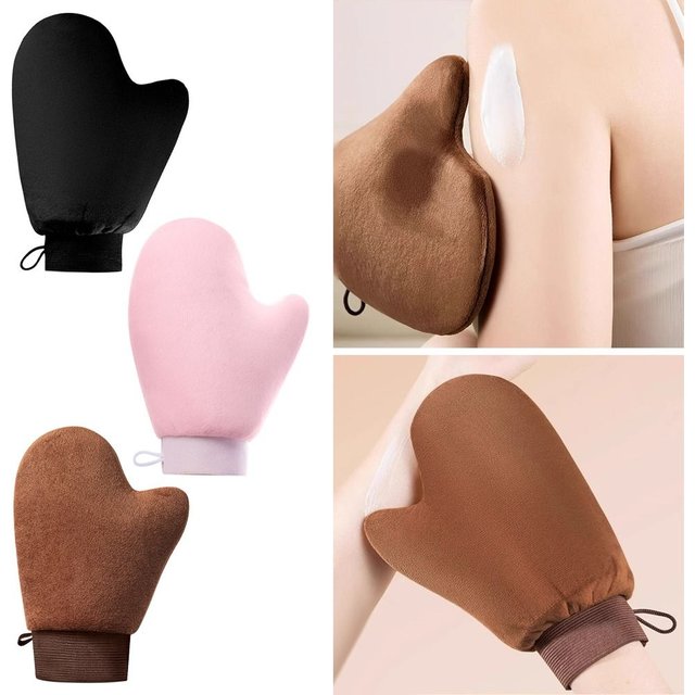 Durable Reusable Lotion Applicator Washable Sunless Fake Tan Self Tanner Mitt Double-Sided Body Face Self Tan Glove