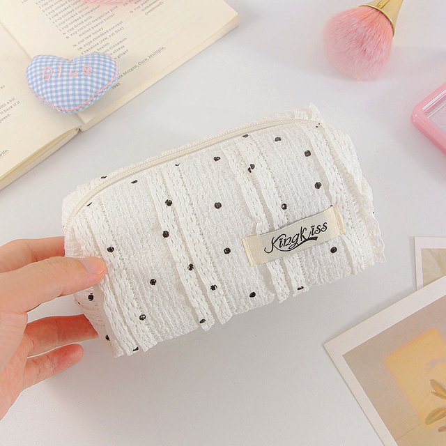 Quilted Dot Makeup Bag for women Girl Small Large Lipstick Brush Cosmetic Pouch Case Portable Mini Wallet Coin Purse Bags