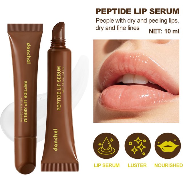 10ml Peptide Lip Serum Nourishing Repair Dry Peeling Lips Reduce Fine Lines Moisturizing Glossy Hydrating Smooth Daily Lip Care