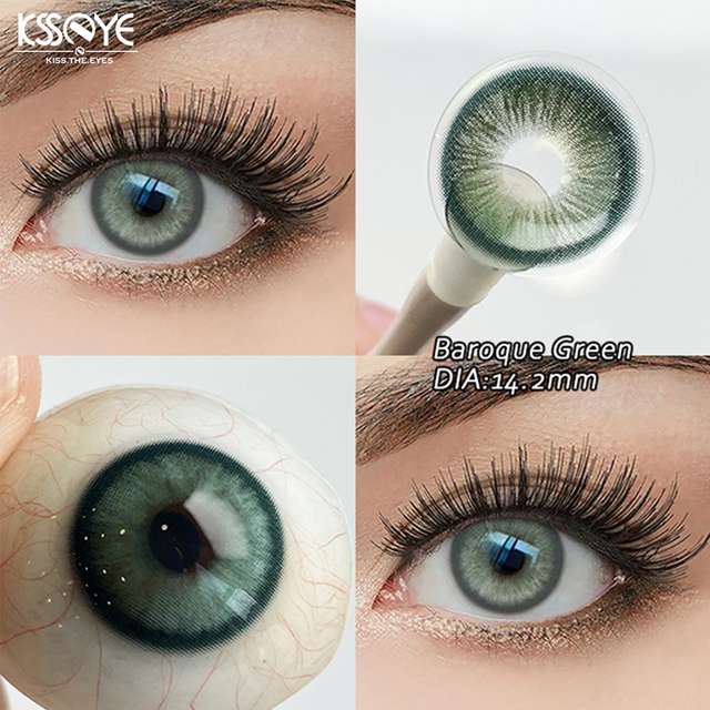 KSSEYE 2pcs/pair New Colored Contact Lenses for Eyes Green Pupils Super Natural Korean Lenses Cosmetics Contacts Fast Shipping