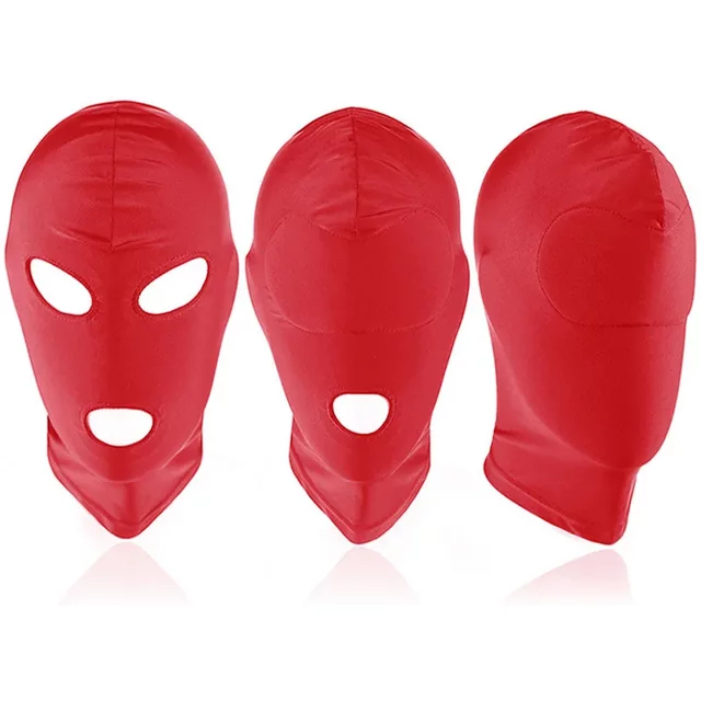 Sexy Red Unisex Cosplay Face Mask Halloween Open Eyes and Mouth Headgear Full Face Mask Hood for Role Play Costume Love Party
