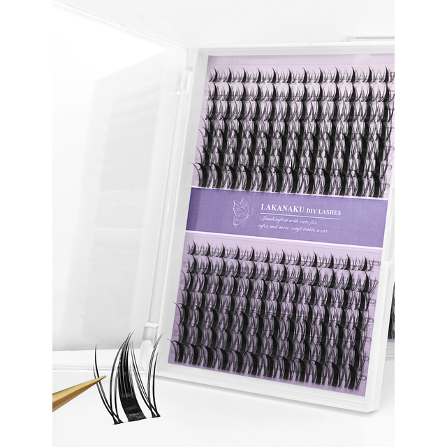 Lakanaku Diy Eyelashes Manga Style Lashes Invisible Bond Lash Fairy Cluster Lash Comic Makeup Sets and Kits Wispy Cluster Fans