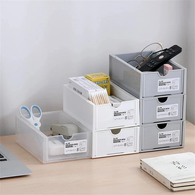 Stackable Desktop Storage Boxes Office Stationery & Cosmetic Organizer Cabinet Combined Drawer Storage for Home & Office