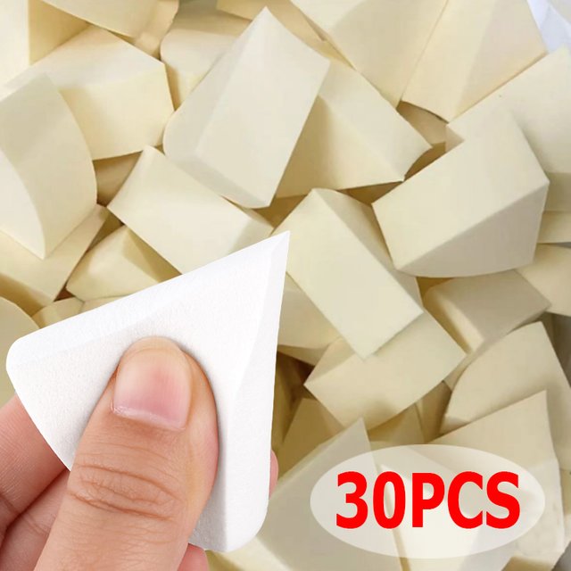 Triangle Soft Makeup Sponge 30Pcs/Set Wet and Dry Use Fan Shaped Puff Foundation Concealer Smearing Powder Puff Cosmetics Tool