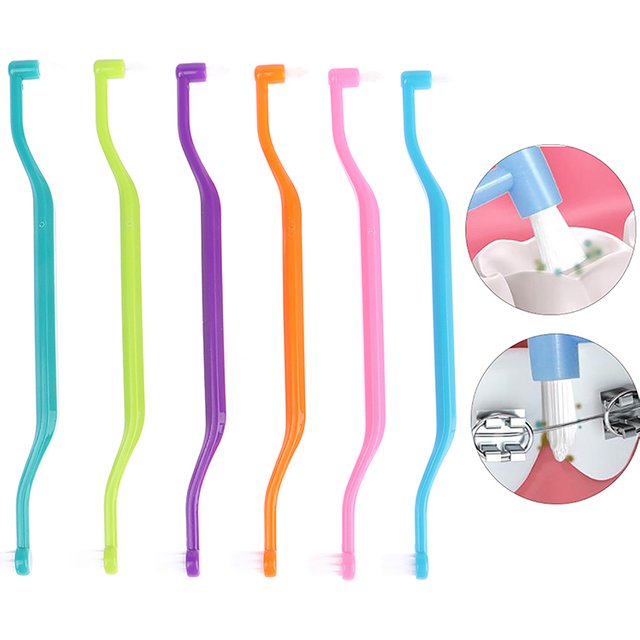 Orthodontic Interdental Brush Double-Beam Soft Teeth Cleaning Toothbrush Oral Care Tool Small Head Soft Hair Implant Adult