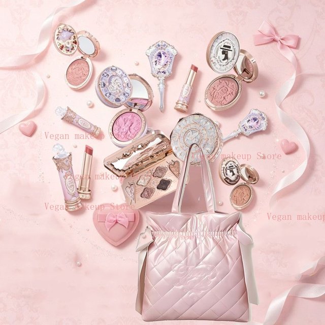 Flower Knows Knight Unicorn Complete Makeup Collection Shimmer Eyeshadow,Silk Satin Blush Glazed Lipstick,Face Beauty Gift Set
