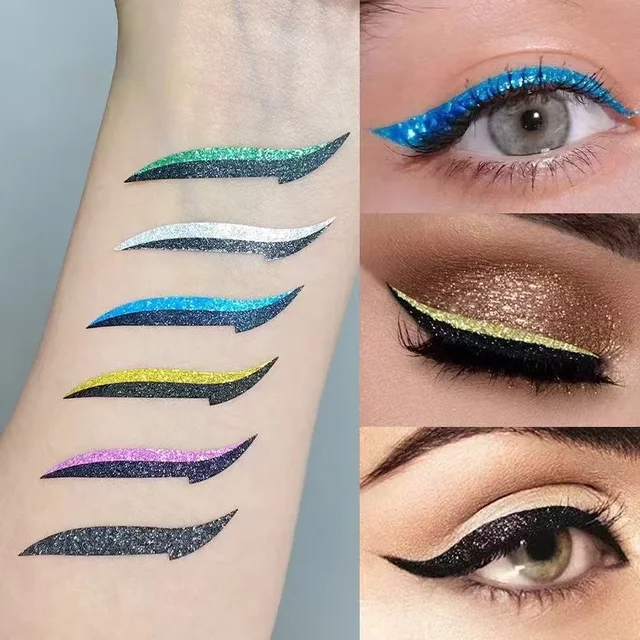 Autocollants de ligne à Double paupière, ensemble d'autocollants Eyeliner à paillettes, imperméable, réutilisable, maquillage pour les yeux, autocollant auto-adhésif, accessoires de beauté