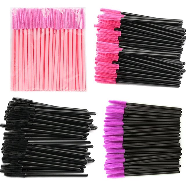 50/100PCS Eyelash Brush Silicone Eyelashes Brushes Mascara Wands Applicators Kits For Lash Extension Eyebrows Makeup Tool