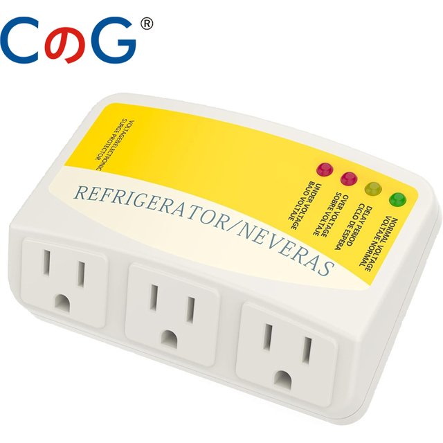 CG Three Outlet Voltage Surge Protector 120VAC 12A Home Appliances Brownouts Plug Outlet for Refrigerator TV Air Conditioners