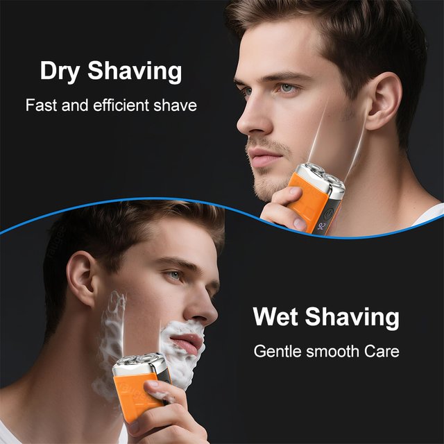Mini Electric Shaver Portable Waterproof Type-C Rechargeable Travel Rotary Razor Beard Trimmer for men Wet/Dry Electric Razor