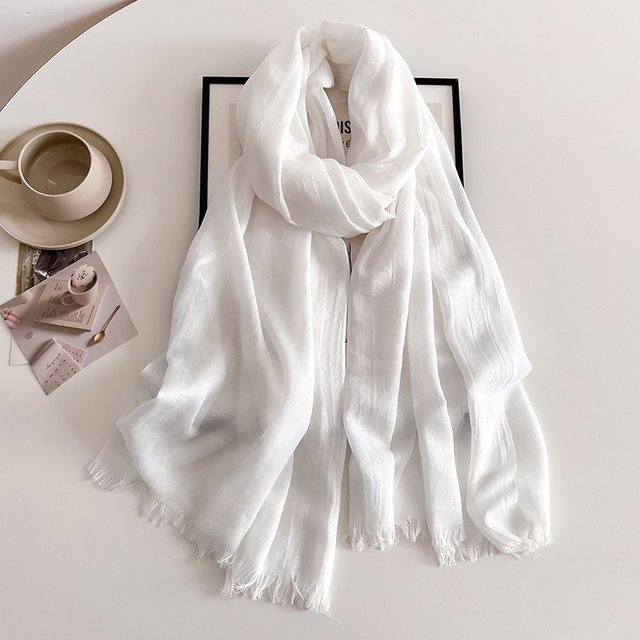 100*190cm Big Size Solid Color Women Scarf Cotton Linen Feeling Travel Sunscreen Shawl Tassel Neckerchief Muslim Hijab Wraps