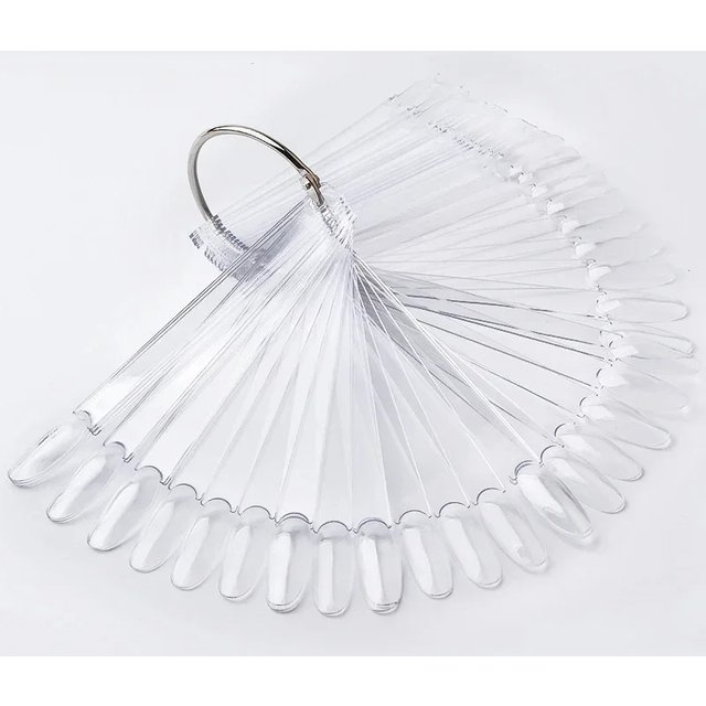 50Pcs Color Card Nail Tips Display Clear Nature Color False Nail Tips for Gel Nail Polish Practice Board Tool Fan Shaped Palette
