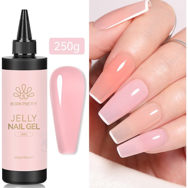 BORN PRETTY 250g Jelly Nude Pink Gel Nail Polish Red Crystal Translucent Color Nail Art Gel Varnish Semi Permanent UV Gel Polish