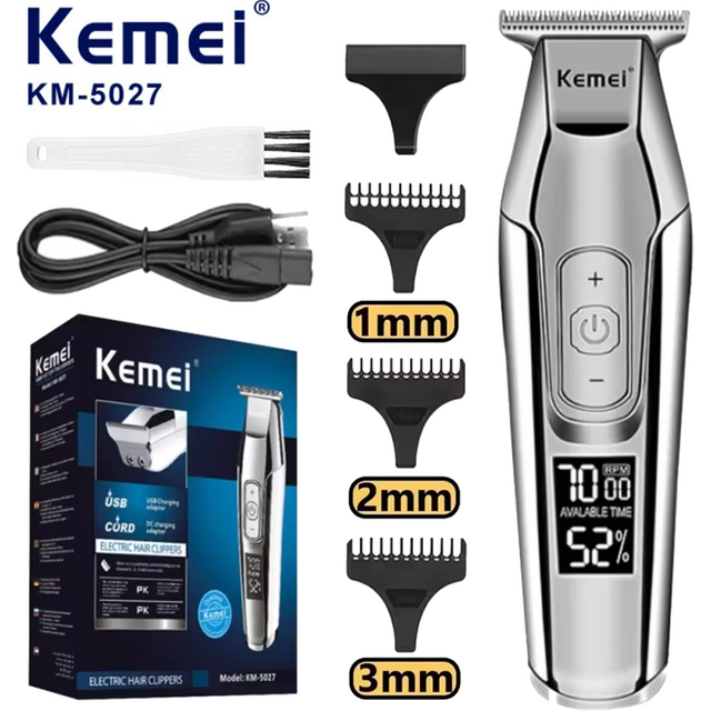 Kemei Professional Hair Clipper Beard Trimmer for men Adjustable Speed LED Digital Hair Clipper Carving Clippers Electric Razor