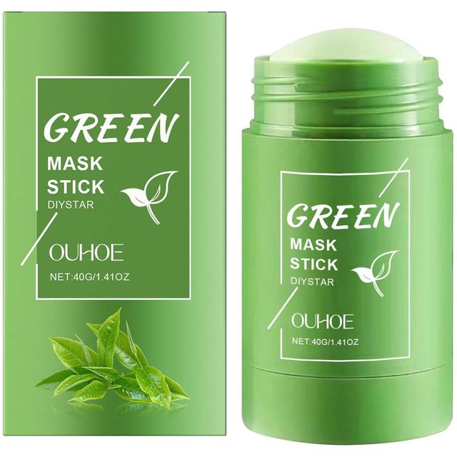 Green Tea Solid Mask Stick Remove Blackhead Shrink Pores Deeply Cleansing Blemish Black Dots Smoothing Moisturizing Facial Mask