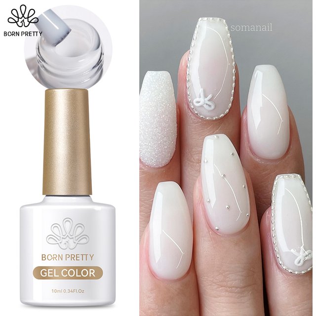 BORN PRETTY 10ML Milky White Gel Nail Polish Nude Gel Polish Natural Color Translucent Jelly Gel Polish Soak Off Clear Gel