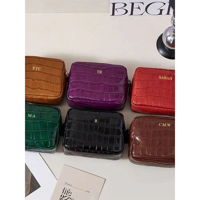 Luxury Genuine Leather Zip Coin Purse Crocodile Leather Pattern Cowhide Wallet Lipstick Cosmetic Bag Custom Woman Storage Bag