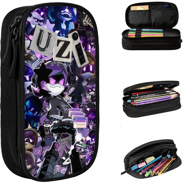Large-capacity Pencil Pouch Uzi Murder Drones School Accessories Double Layer Pencil Case Stationery Girl Make Up Bag Gift