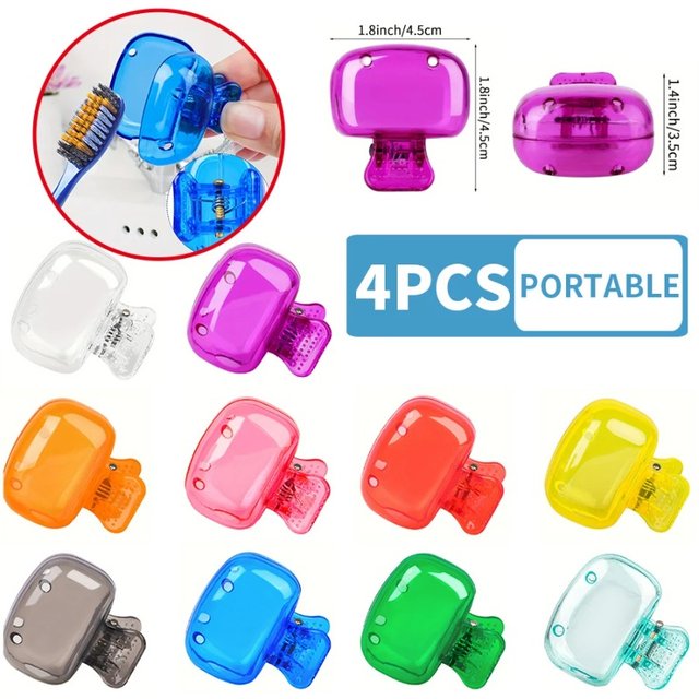 4PCS Portable Toothbrush Storage Clip Travel Essential Protective Cover - Durable Toothbrush Case for On-the-Go Hygiene