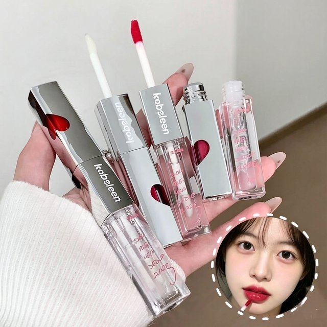 Double-Ended 2 in 1 Lip Glaze Matte Velvet & Glass Mirror Gloss Dual Effect Long Lasting Pigmented Lip Makeup for Daily Look
