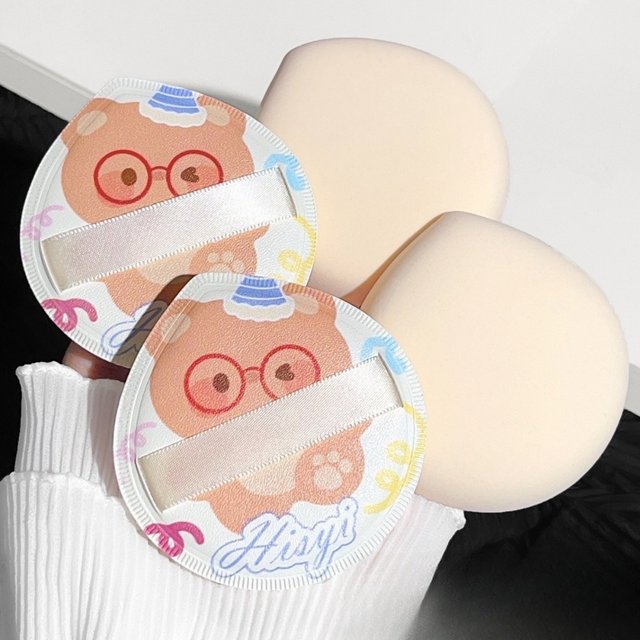 Cute Spectacled Bear Makeup Puff Set Dry Wet Combine Cosmetic Sponge Cushion Puff Foundation Cream Blender Makeup Tool Accessory