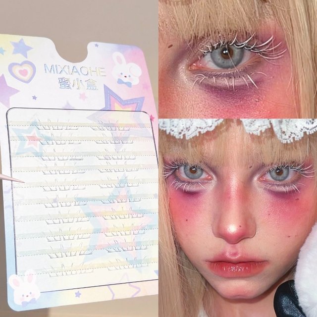 Mixiaohe White Triple‑Claw Lower Cluster False Lashes Crisp Spiky Ultra‑Light Soft for Anime Cos Fantasy Stage Eye Makeup