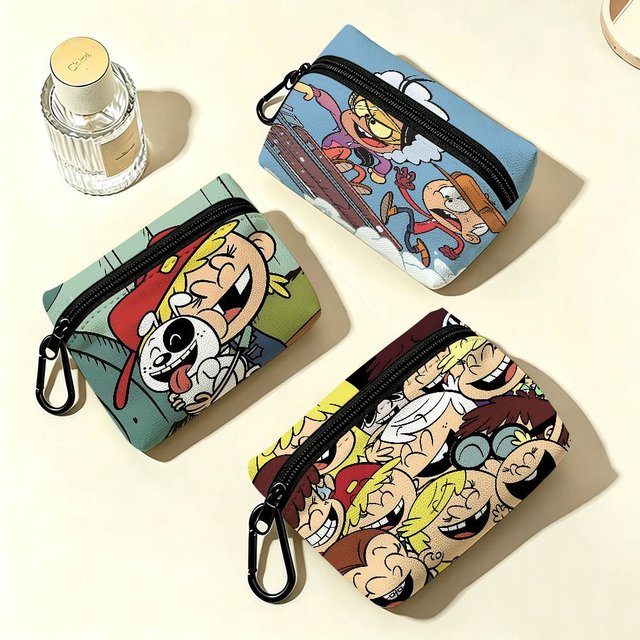 T-The Loud House Oxford Fabric Zipper Pouch Lightweight Hanging Coin Wallet For Coins ID Cards Keys Lipstick Earbuds