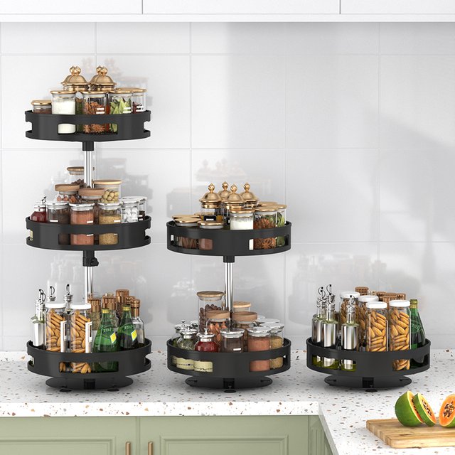 360 Degree Rotating Seasoning Rack with Anti Slip Base, Perfect for Storing Various Seasonings, Spices, and Cosmetics.