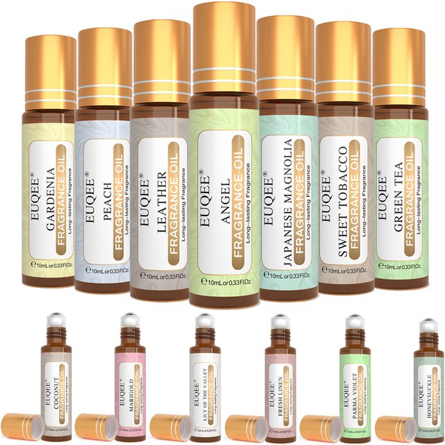 EUQEE Roll on Perfume Oil Angel Leather Sweet Tobacco Gardenia Green Tea Orange Blossom Coconut Lily of the valley Fragrance Oil