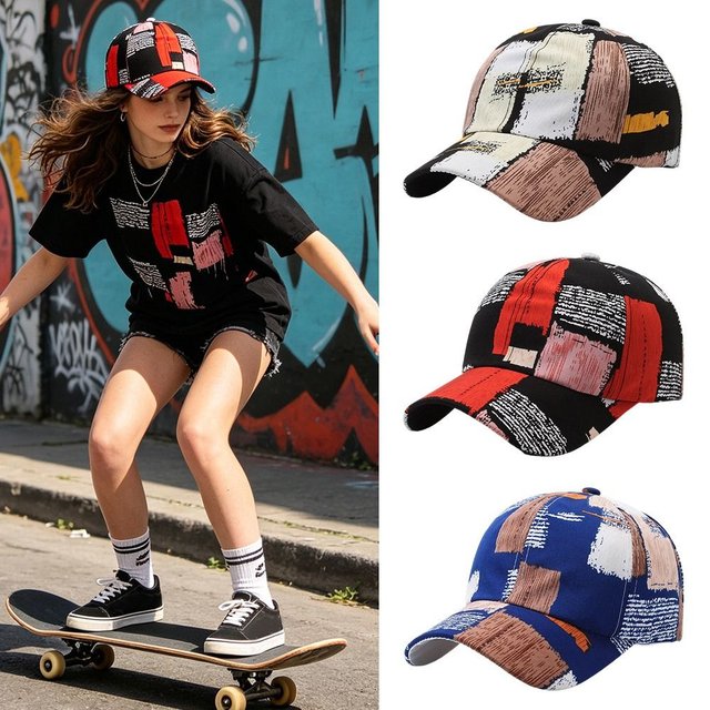 Fashion Graffiti Baseball Cap Versatile Breathable Sunscreen Hats UV Protection Bonnet for Spring Summer