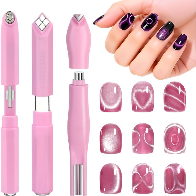 2/3pcs Cat Eye Magnetic for Nails Cat Eye Gel Nail Polish Magnet Tools Powerful Set Wand Magnet Valentine's Love-heart Nail DIY