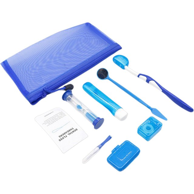 8 Piece Orthodontic Care Set Including Toothbrush Protective Wax Dental Floss Dental Mirror and Interdental Brush Tooth Guard