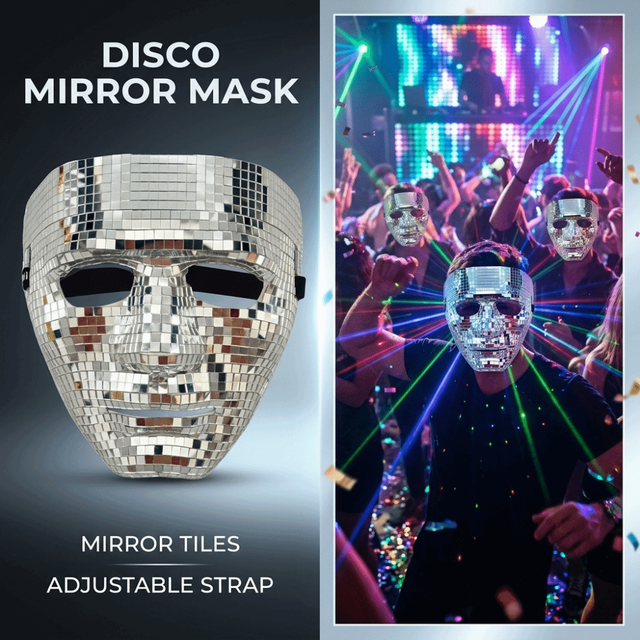 Glitter Masquerade Face Mask Mirror Surface Metallic Cosplay Costume Mask Disco Adult Half/Full Face Mask Night Club Wear